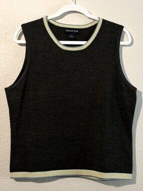 Magaschoni size XL sleeveless wool knit top greyish-olive